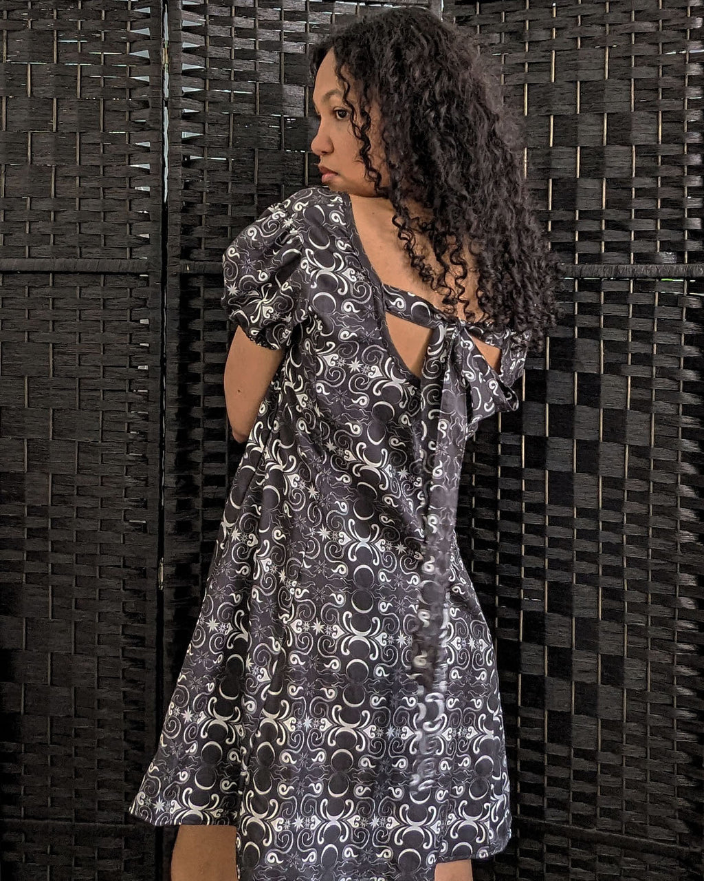 Sabrina Dress | Short Puff Sleeves | Nyx Print
