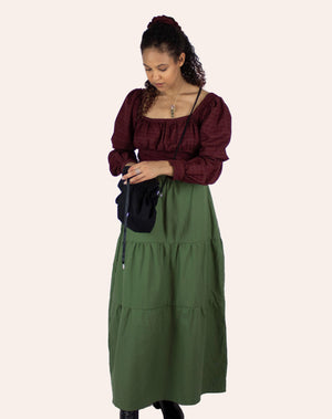 cross body back in black, 90s style for renaissance fair. fairy bag. ethically made fashion